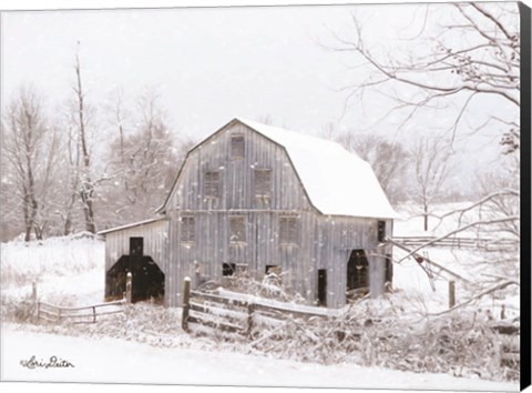 Framed Blue Tinted Barn Print