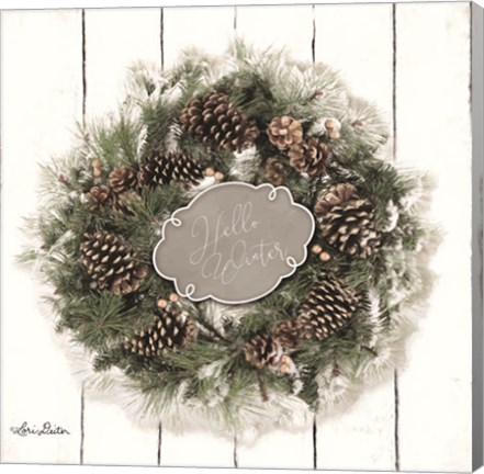 Framed Hello Winter Wreath Print