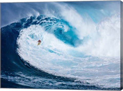 Framed Surfing the Big Wave, Tasmania Print