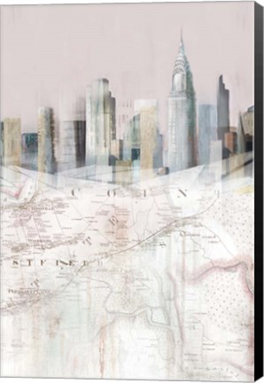 Framed Blushing Manhattan Map II Print