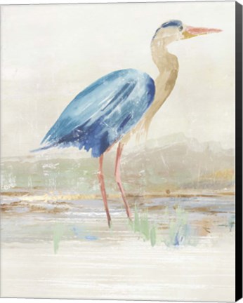 Framed Heron in Lake Print