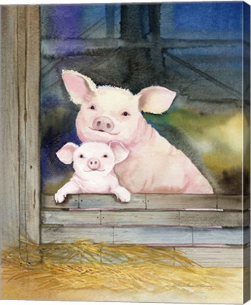 Framed Farm Family Pigs Print