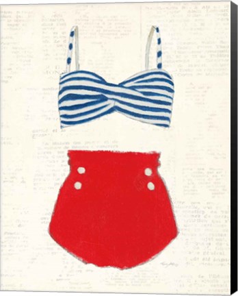 Framed Retro Swimwear IV Newsprint Print