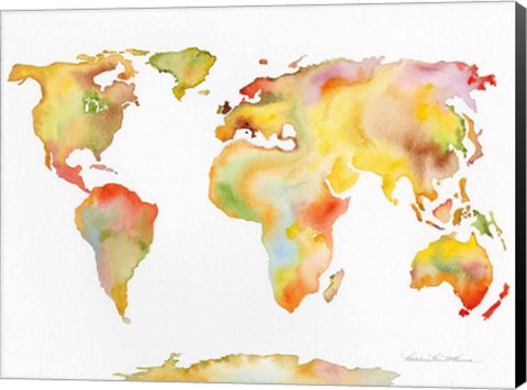 Framed Watercolor World Map Print