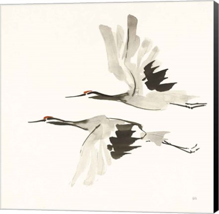 Framed Zen Cranes I Warm Print