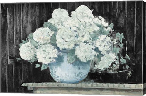 Framed White Hydrangea on Black Crop Print