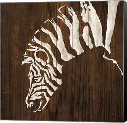 Framed White Zebra on Dark Wood Print