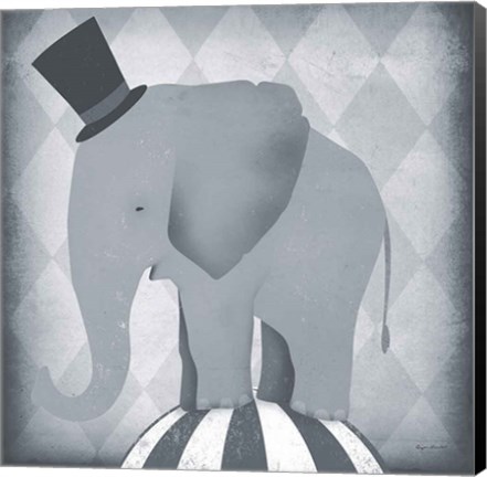 Framed Circus Elephant Gray Print