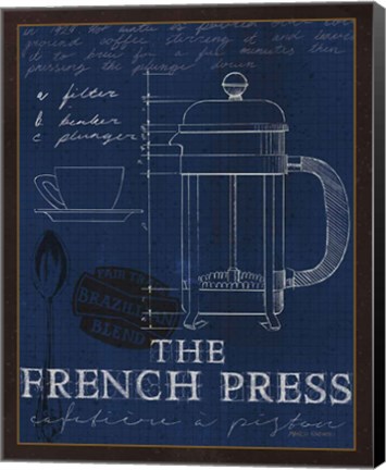 Framed Coffee Blueprint I Indigo Print