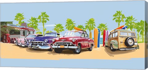 Framed 50s Surf Cars I Print