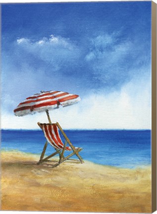 Framed Deck Chairs on Beach II Print