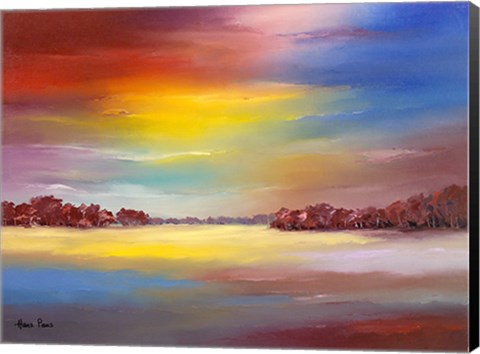 Framed Landscape with Red Sky Print