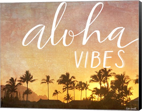 Framed Aloha Vibes in White Print