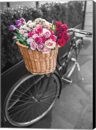 Framed Basket of Flowers I Print