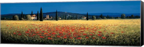 Framed Tuscan Panorama - Poppies Print