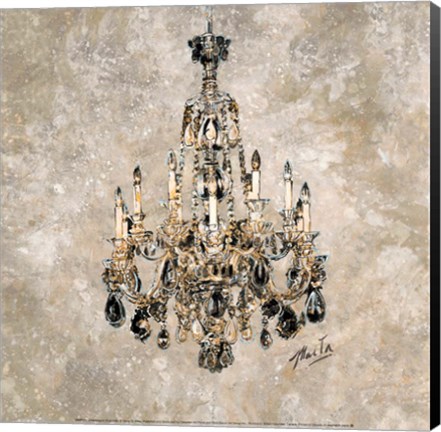 Framed Champagne Chandelier Print