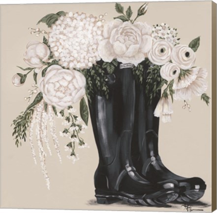 Framed Flowers and Black Boots Print