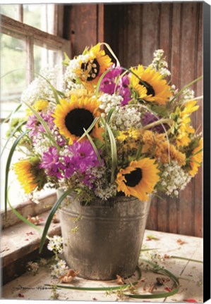 Framed Wildflowers in Bucket Print