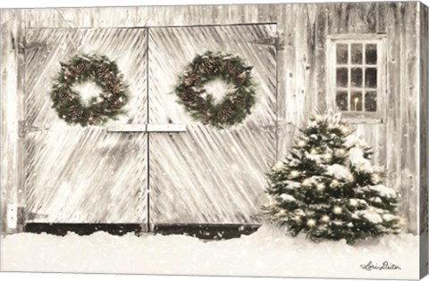 Framed Christmas Barn Doors Print