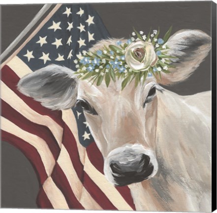 Framed Patriotic Cow Print