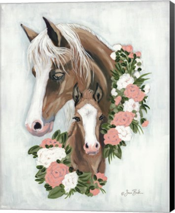 Framed Floral Ponies Print