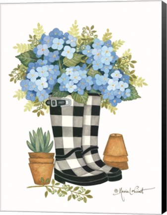 Framed Hydrangeas Boots Print