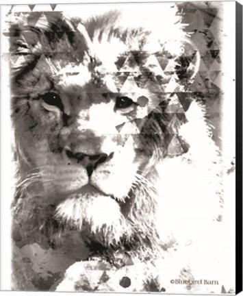 Framed Modern Black &amp; White Lion Print