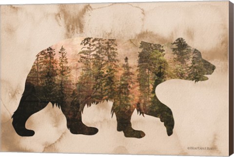 Framed Brown Woods Bear Silhouette Print