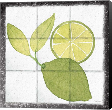 Framed Citrus Tile VII Black Border Print