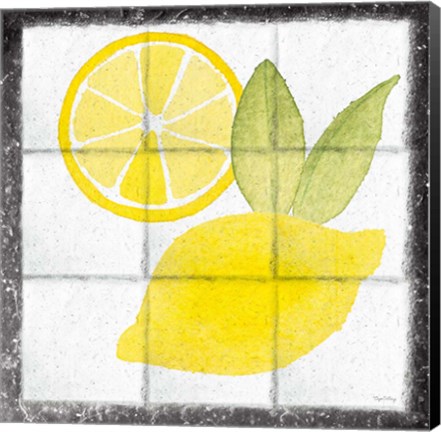 Framed Citrus Tile VI Black Border Print