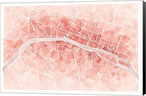 Framed Watercolor Wanderlust Paris Coral Print