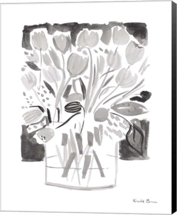 Framed Lemon Gray Tulips I Print