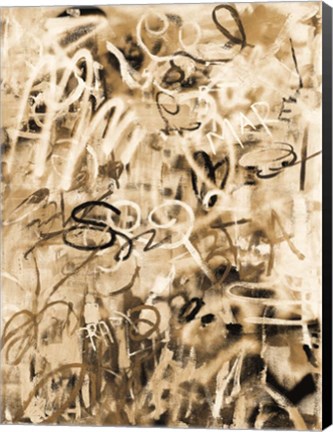 Framed Graffiti Love Sepia Print