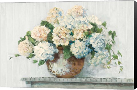 Framed White Hydrangea Cottage Print