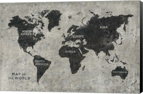 Framed Grunge World Map Print