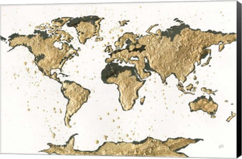 Framed World Map Gold Leaf Print