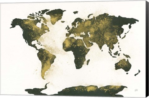 Framed World Map Gold Dust Print