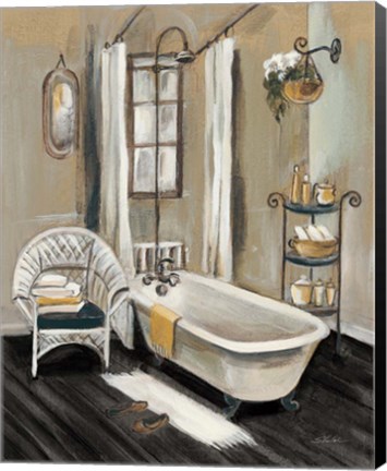 Framed French Bath II Black Print