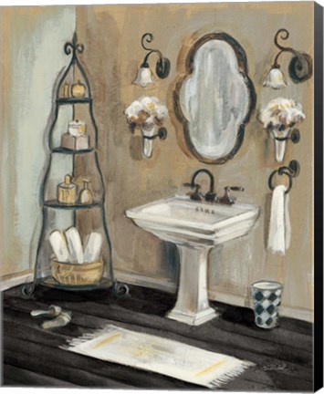 Framed French Bath I Black Print