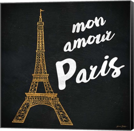 Framed Mon Paris Gold I Print