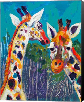 Framed Colorful Giraffes Print