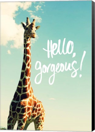 Framed Hello Gorgeous Giraffe Print