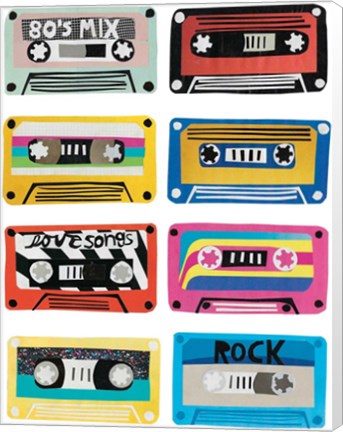 Framed Retro Mix Tapes Print