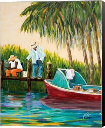 Framed Dock Fishing Print