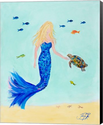 Framed Mermaid and Sea Turtle II Print