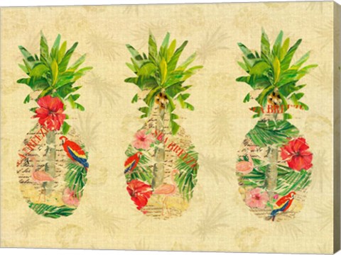 Framed Triple Tropical Pineapple Collage Print