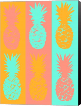 Framed Vibrant Striped Pineapples Print