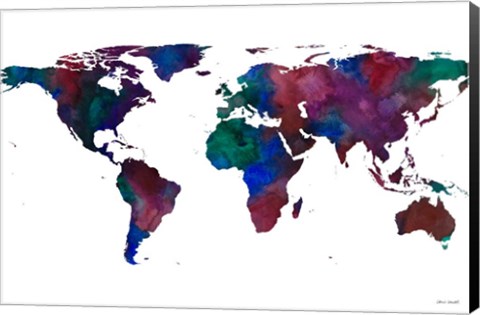 Framed World Map Watercolor Print