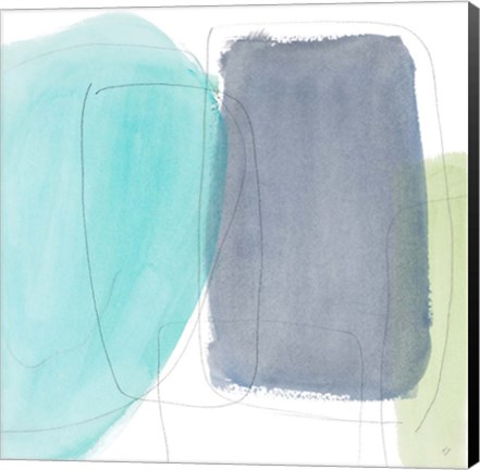 Framed Teal and Grey Abstract I Print