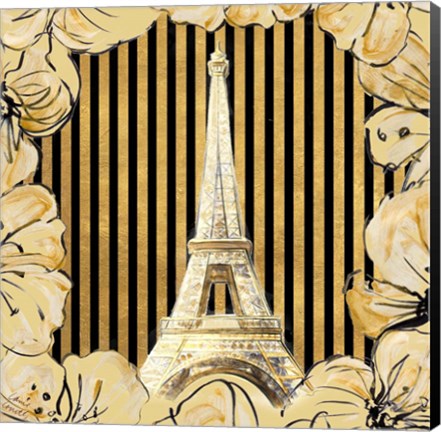 Framed Golden Paris I Print